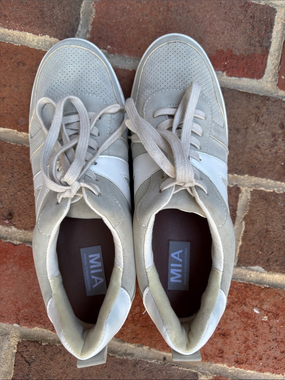 MIA Women’s Lace-Up Fashion Sneakers in Light Gray with White Accent